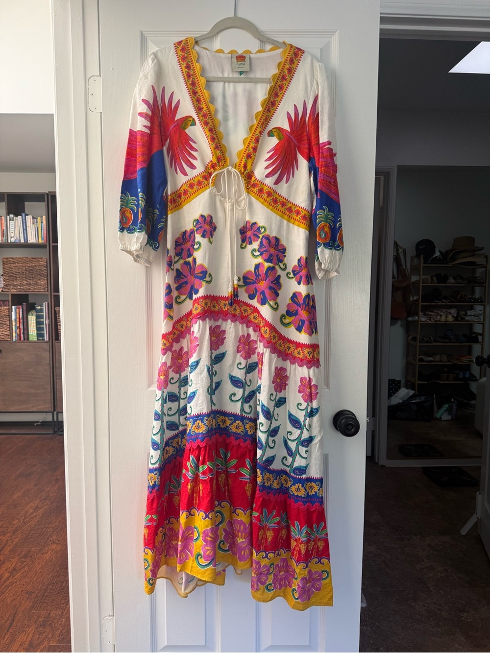 FARM Rio White Maxi Dress with Red, Pink, Blue & Yellow Floral Print - Picture 2 of 6